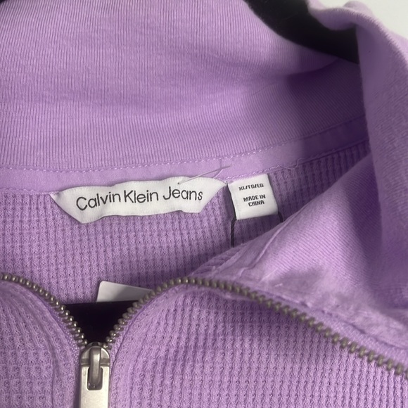 Calvim Klein jeans Women's Waffle-Knit Half-Zip Top - Picture 3 of 7